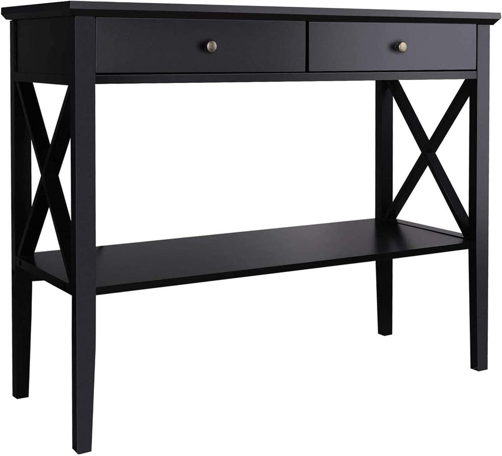 Wood Drawer Storage Narrow Console Sofa Table