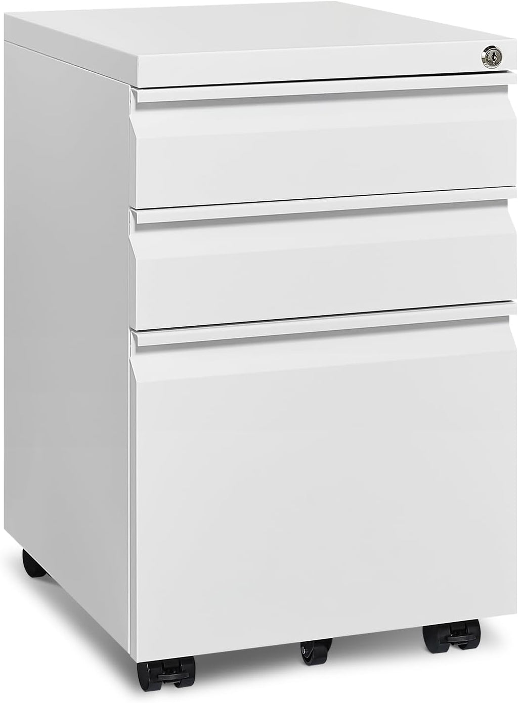 Wheeled Lockable 3-Drawer Mobile File Cabinet