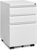 Wheeled Lockable 3-Drawer Mobile File Cabinet