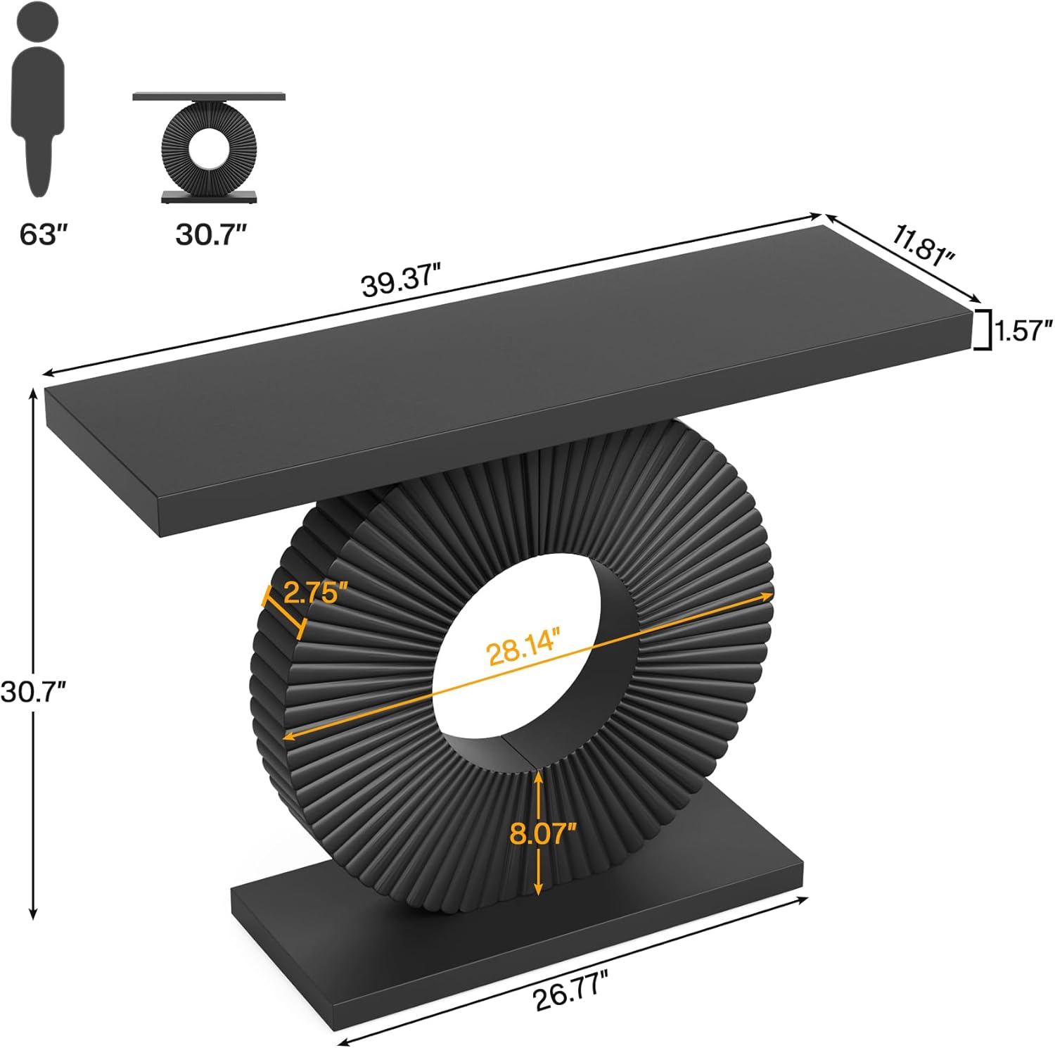 Modern Geometric Base Wooden Console Entryway Table