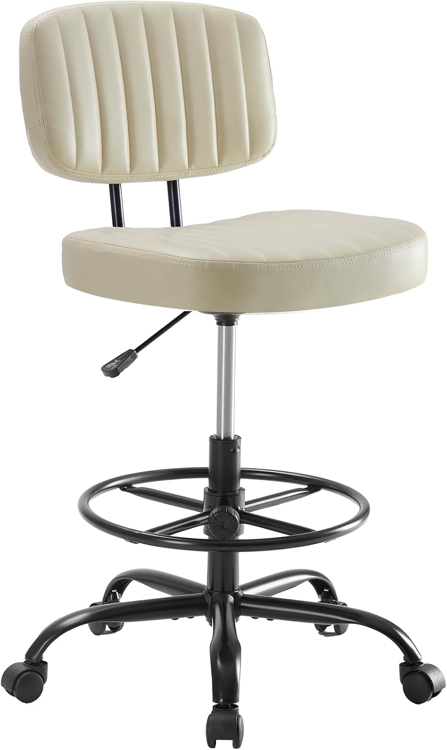 Armless Ergonomic Rolling Drafting Office Stool