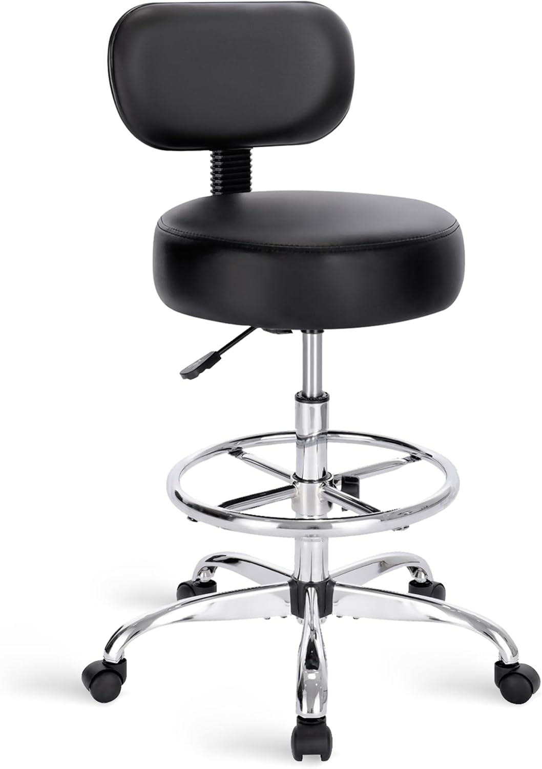 Adjustable Rolling Backrest Drafting Office Stool