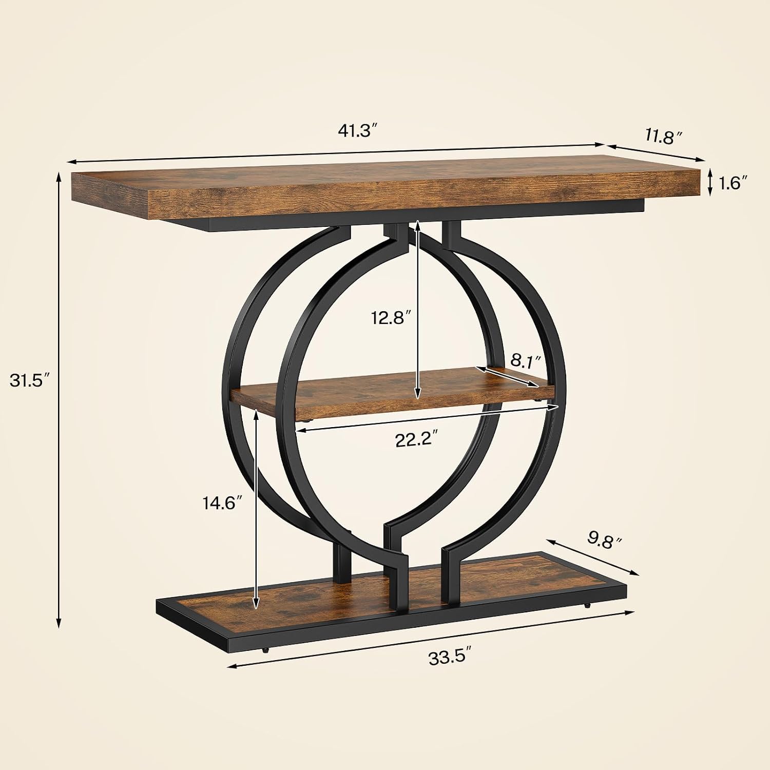 Industrial Metal Frame Narrow Console Sofa Table