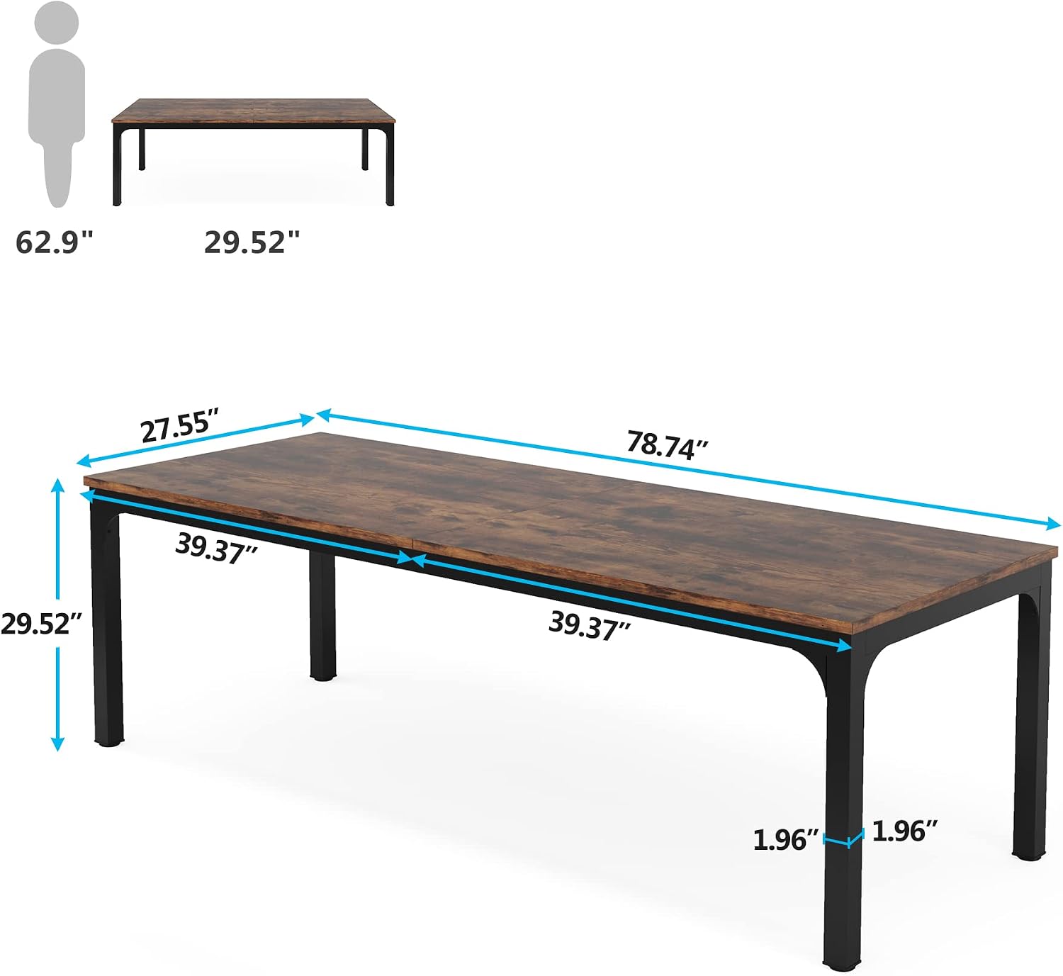 Modern Rustic Brown Large Office Conference Table