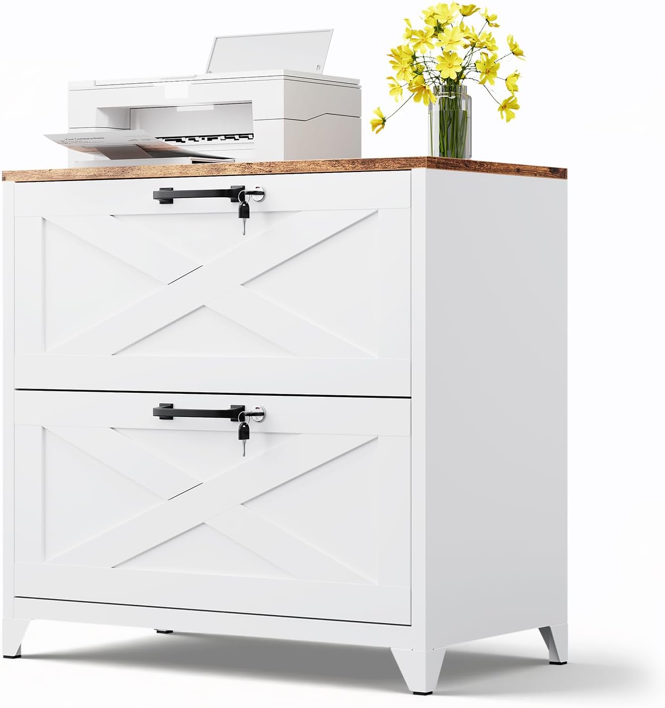 Lockable 2-Drawer Metal Lateral File Cabinet