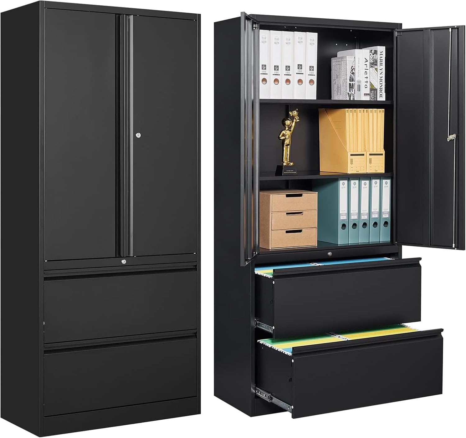 Lockable 2-Drawer Metal Lateral File Cabinet