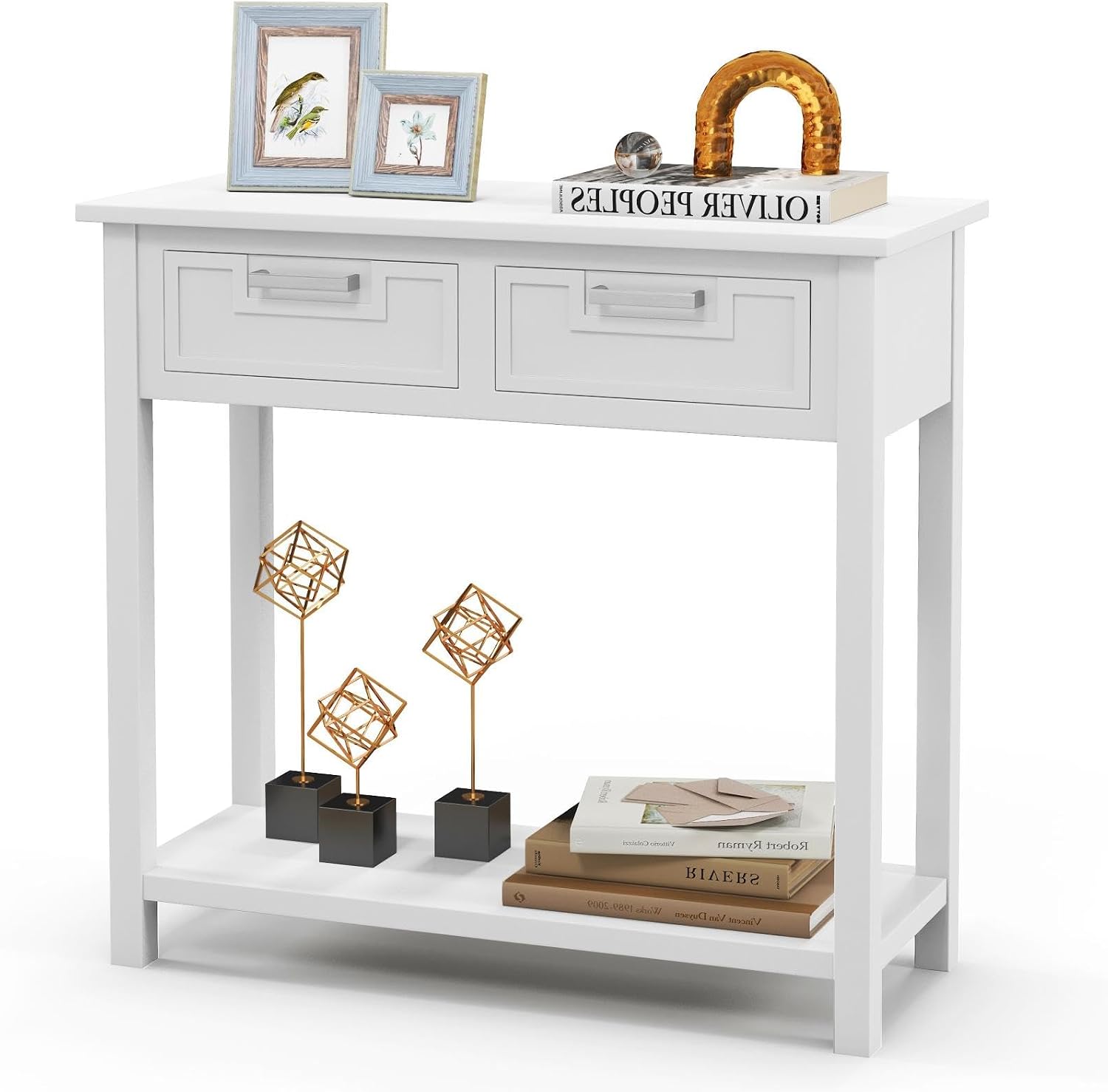 Wooden Drawer Storage Narrow Console Entryway Table