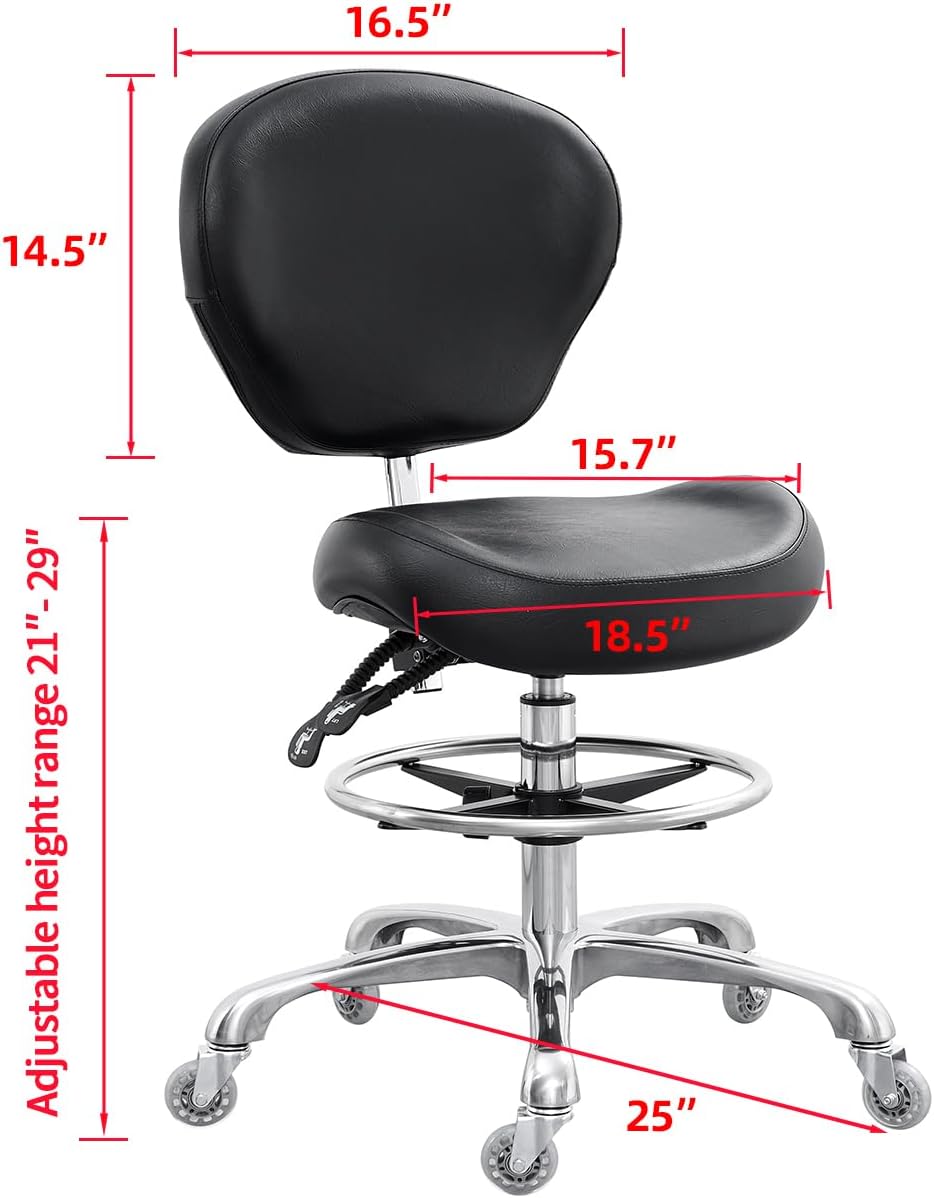 Adjustable Rolling Backrest Drafting Tall Stool