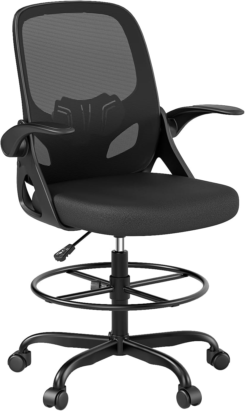 Mesh Ergonomic Drafting Chair Flip-up Armrests