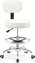 Adjustable Rolling PU Leather Drafting Office Stool