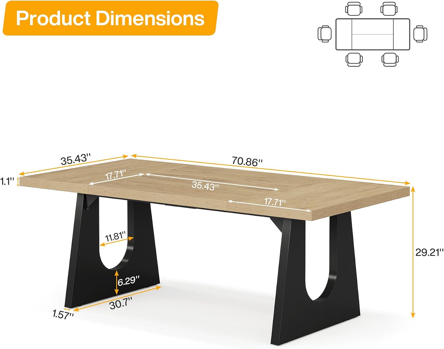 Rectangular Oak Black Large Office Conference Table