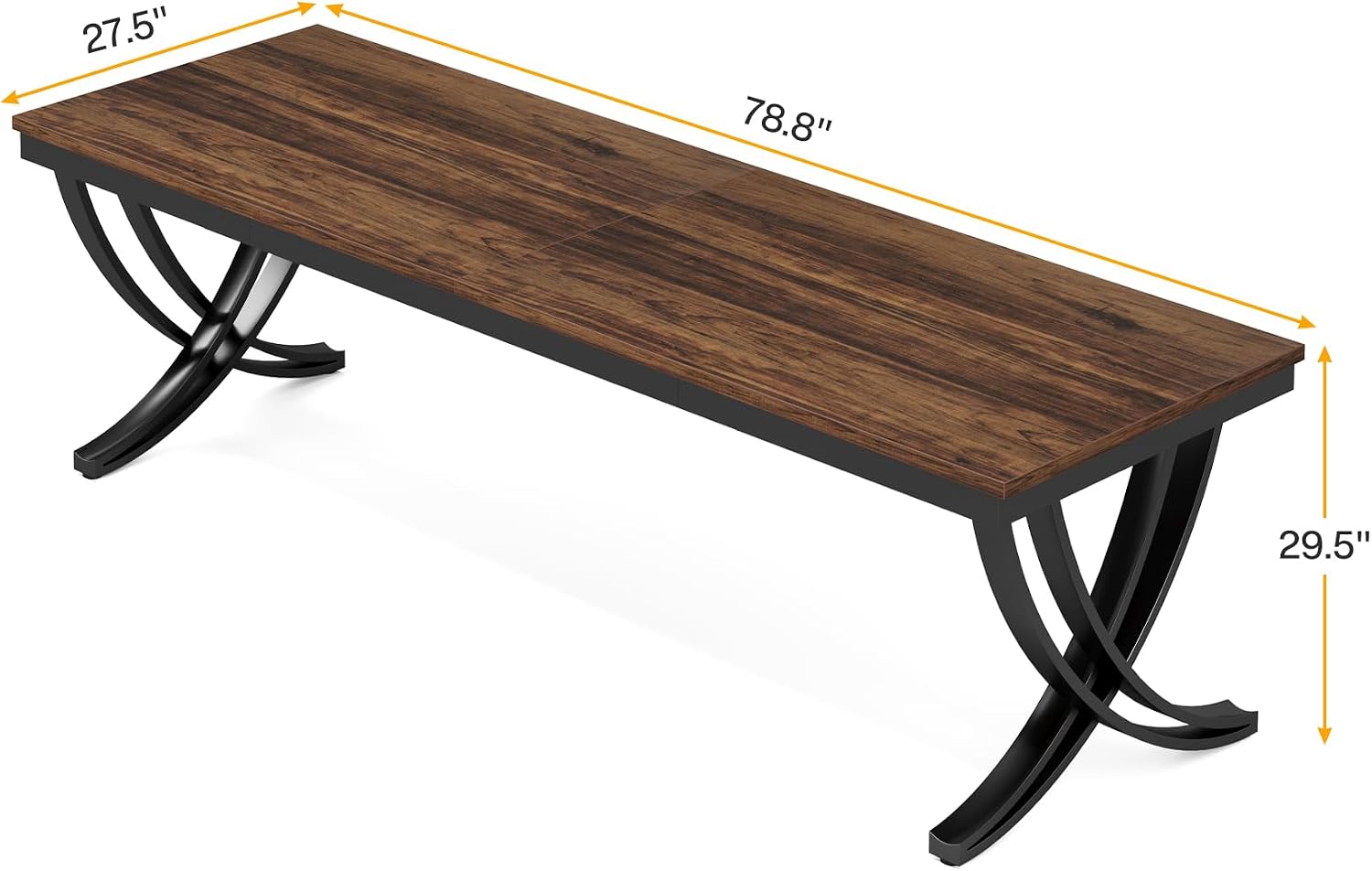 Rectangular Brown Conference Table Metal Frame