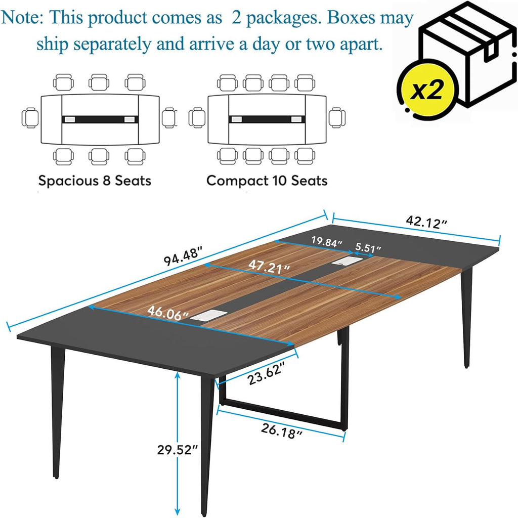 Boat Shaped 8FT Modern Office Conference Table