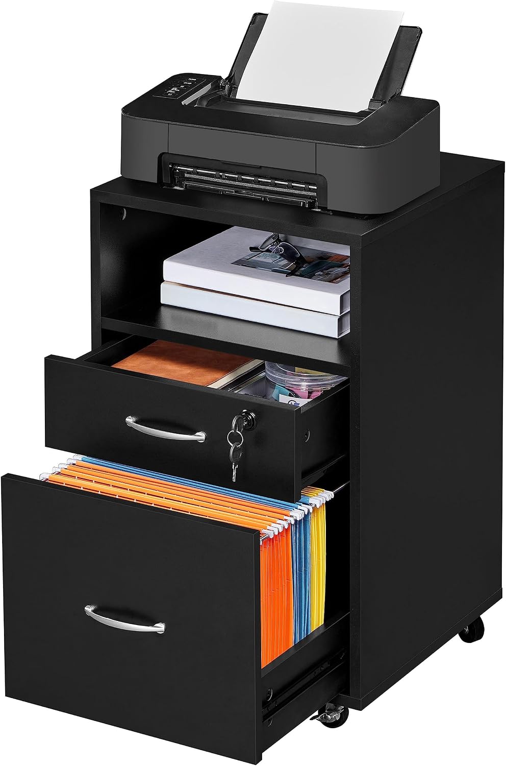 Wheeled Lockable 2-Drawer Under Desk Cabinet