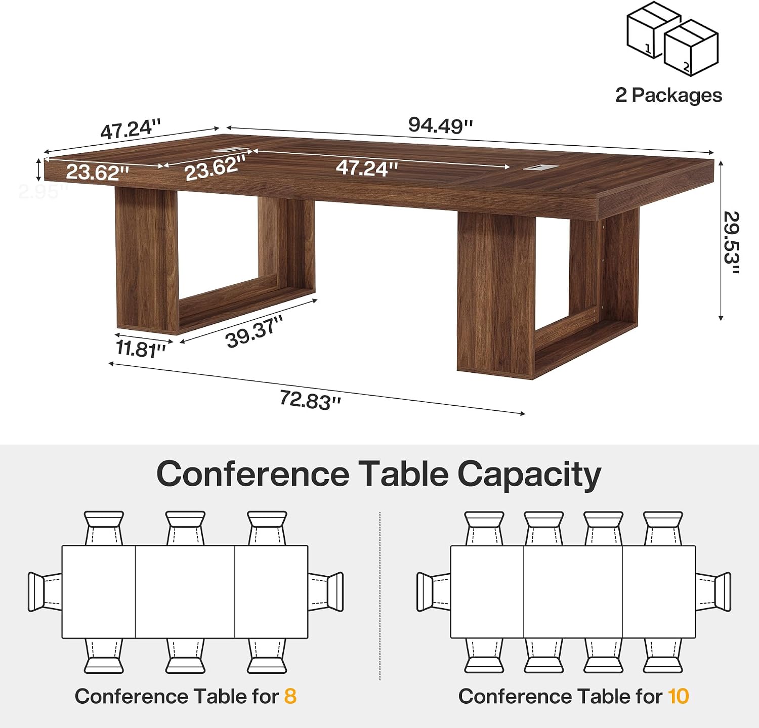 8FT Large Office Conference Table for Ten