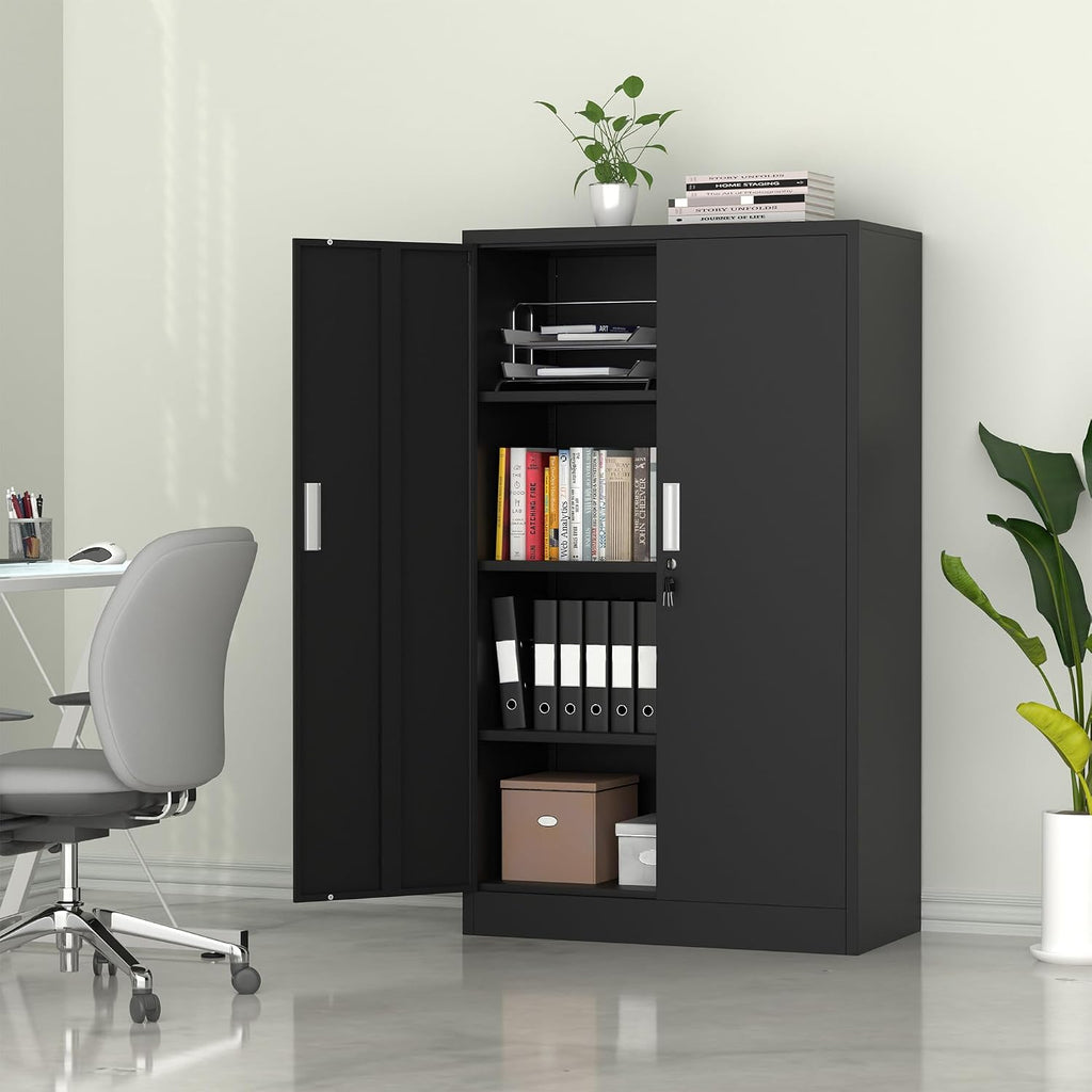 Lockable Metal Storage Cabinet Adjustable Shelves