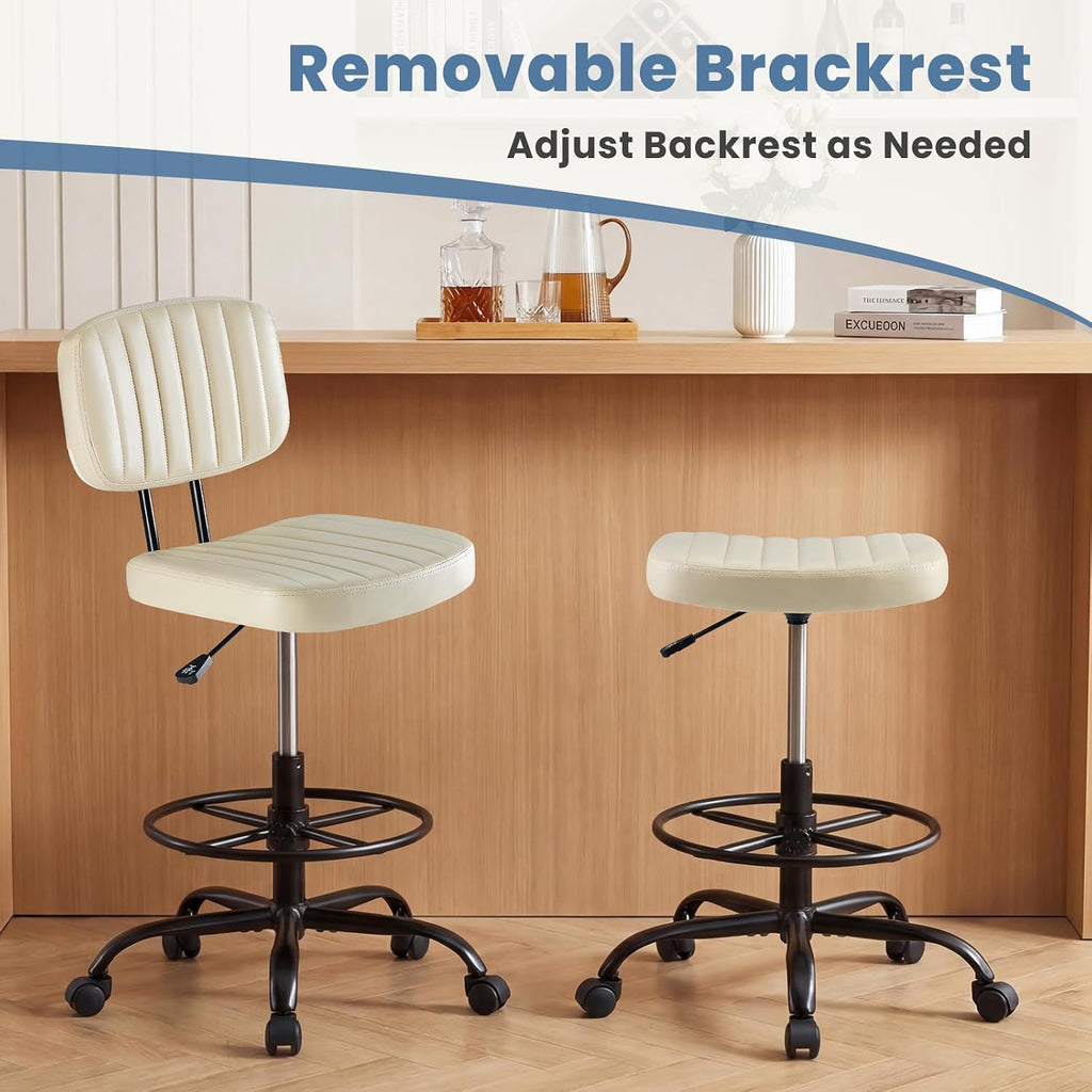 Armless Ergonomic Rolling Drafting Office Stool
