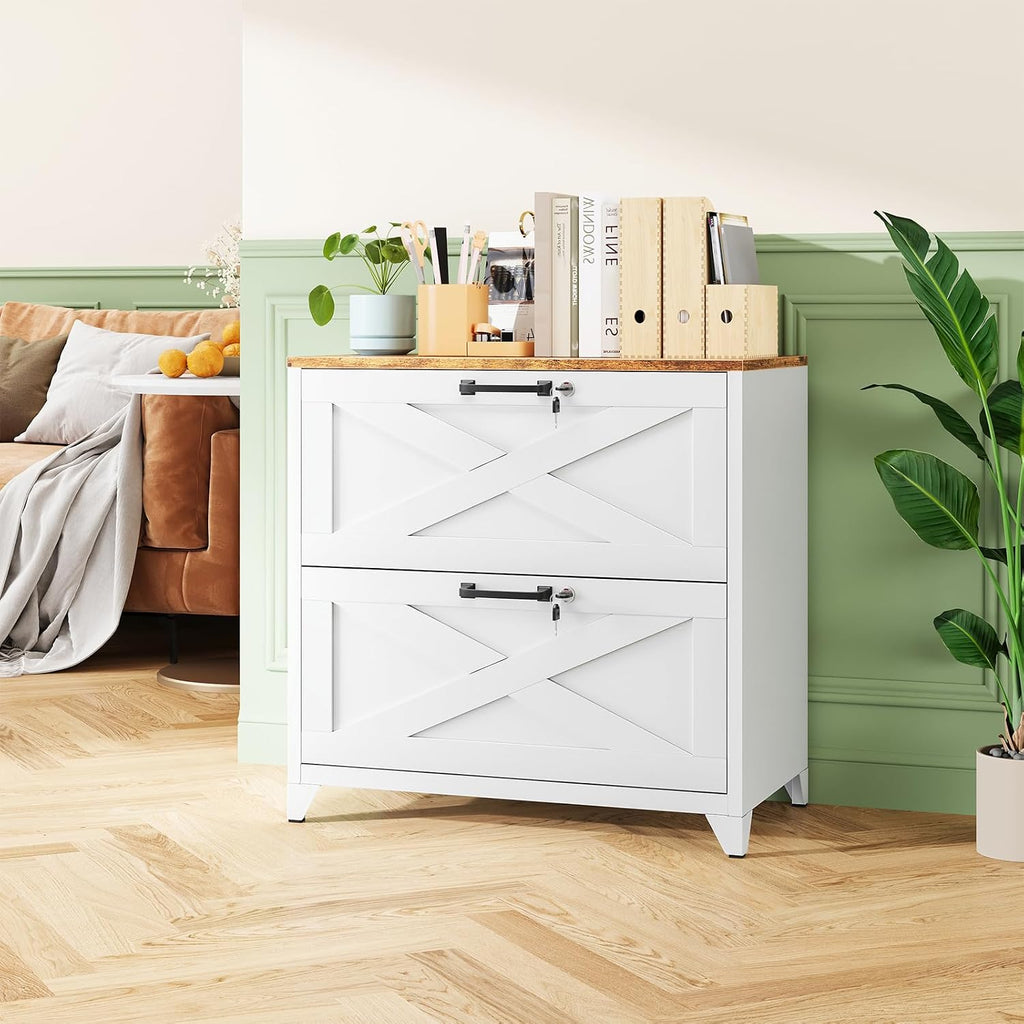 Lockable 2-Drawer Metal Lateral File Cabinet