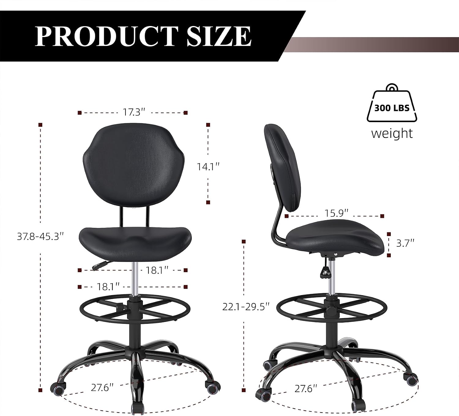 Adjustable Rolling Drafting Office Bar Stool