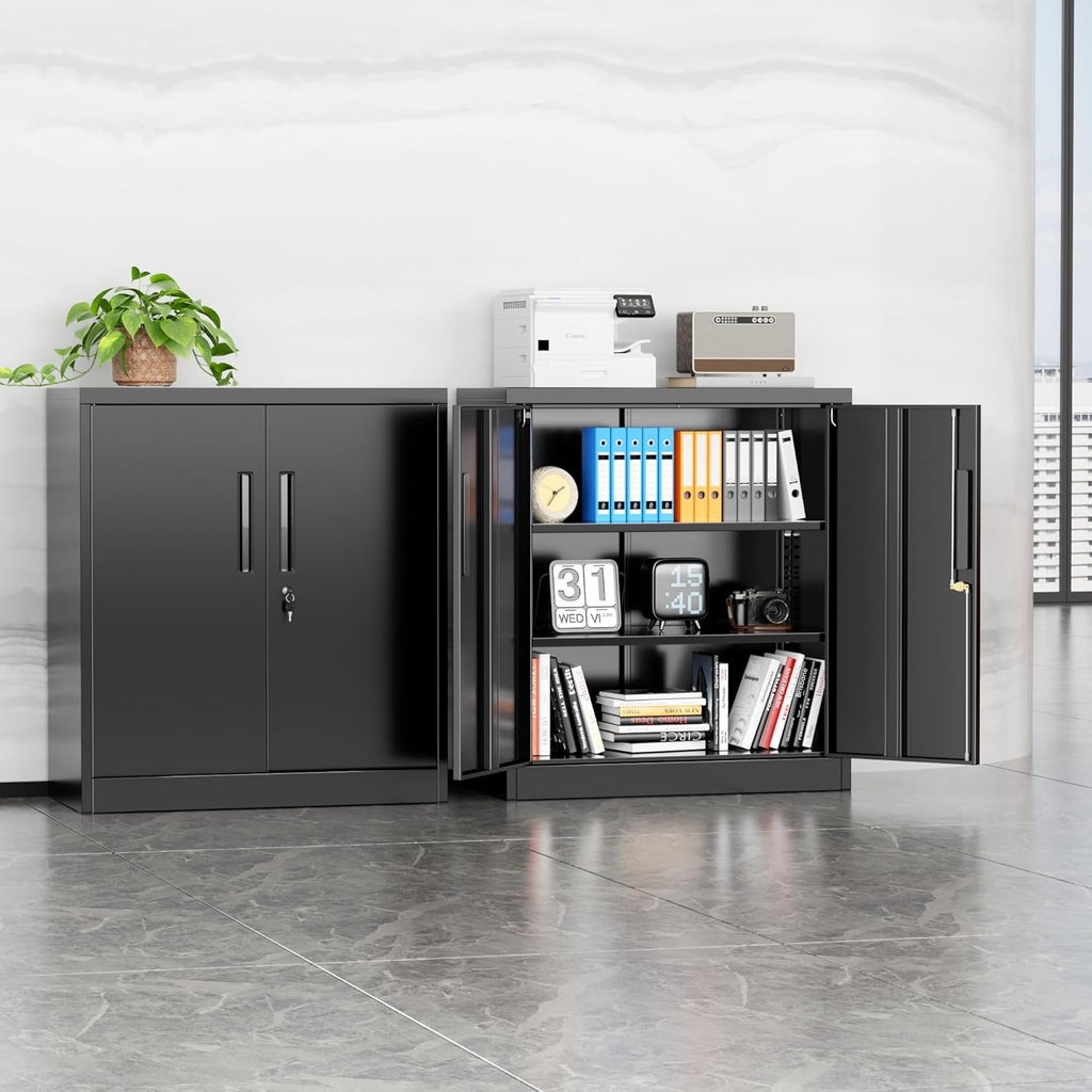Lockable Two-Door Steel Storage Cabinet Shelves