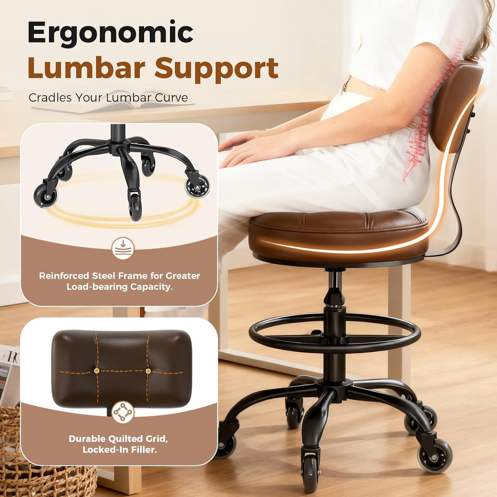 Adjustable Rolling Heavy Duty Drafting Office Stool