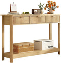 Boho Fluted Wooden Drawer Console Sofa Table