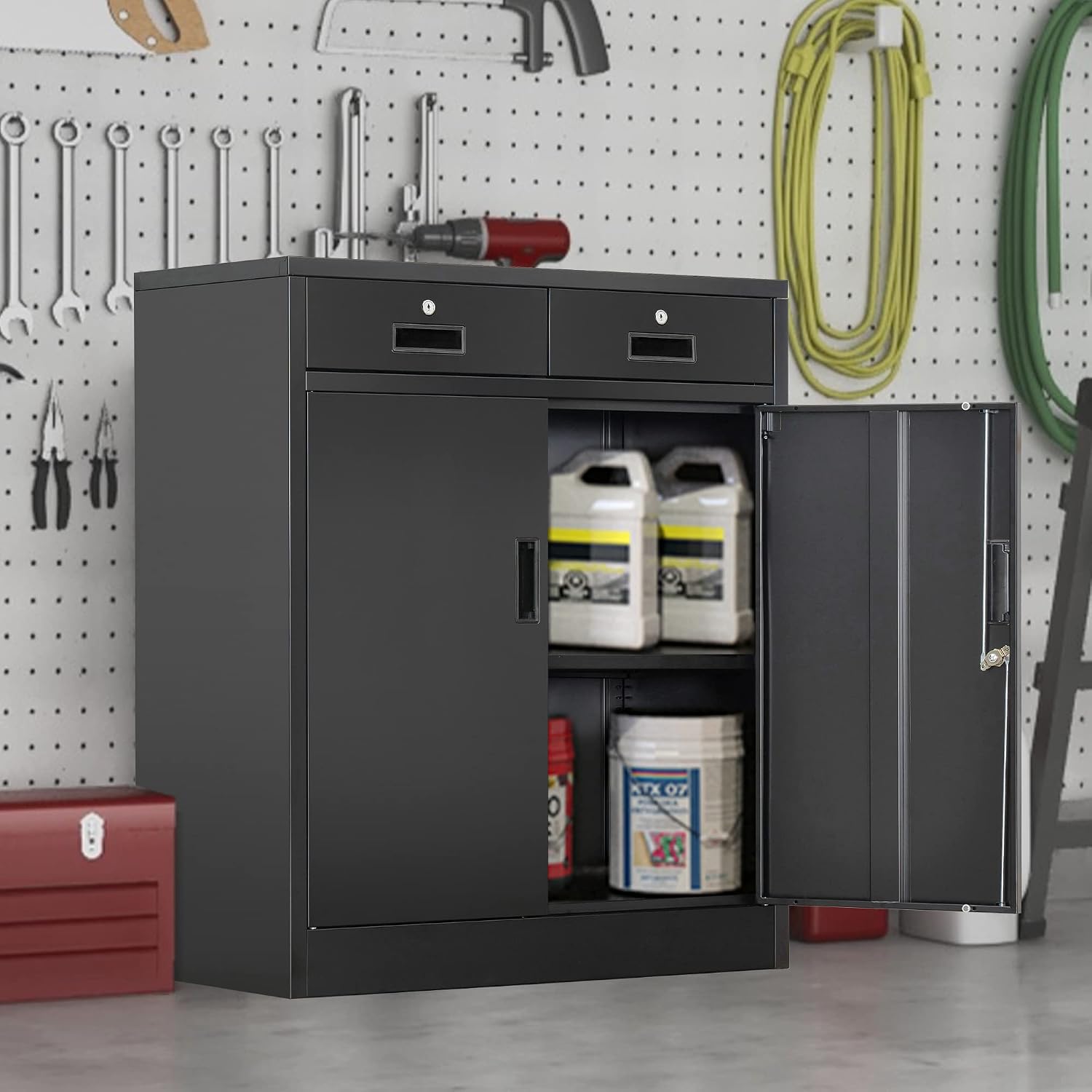 Lockable Metal Cabinet Drawers Adjustable Shelf