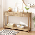 Boho Fluted Wooden Drawer Console Entryway Table