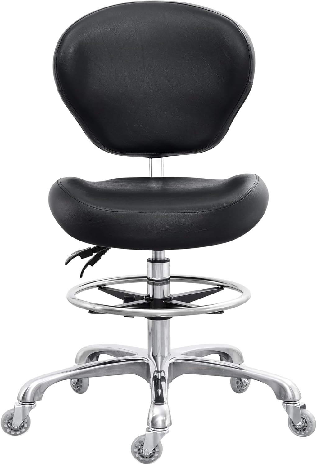 Adjustable Rolling Backrest Drafting Tall Stool