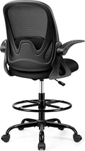 Ergonomic Rolling Drafting Chair Flip-up Armrests