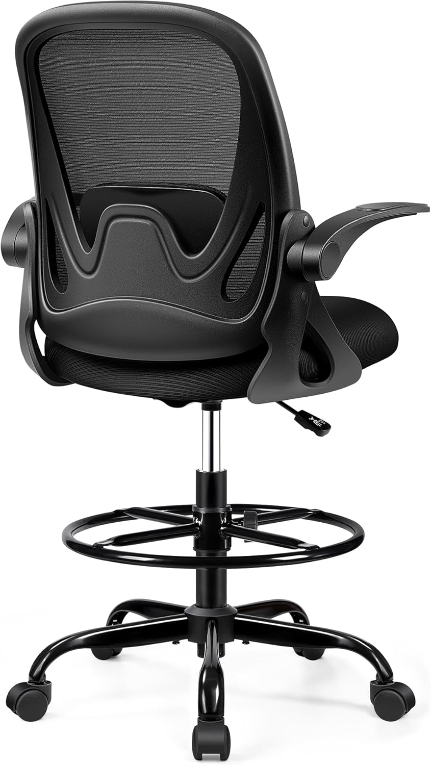 Ergonomic Rolling Drafting Chair Flip-up Armrests