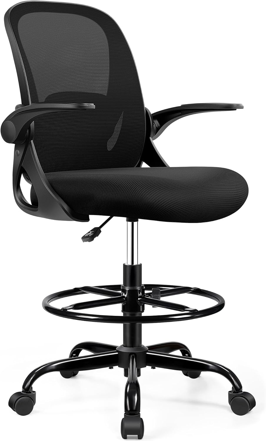 Ergonomic Rolling Drafting Chair Flip-up Armrests