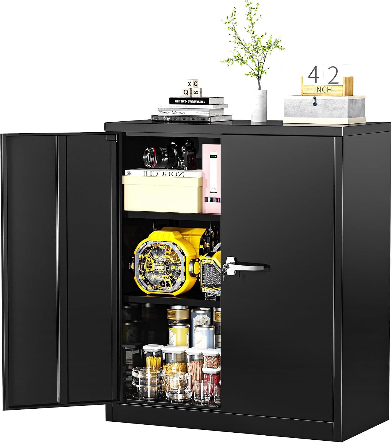 Lockable Metal Storage Cabinet Doors Shelves