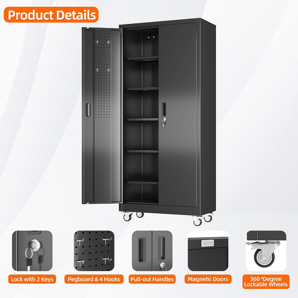Industrial Wheeled Metal Storage Lockable Cabinet