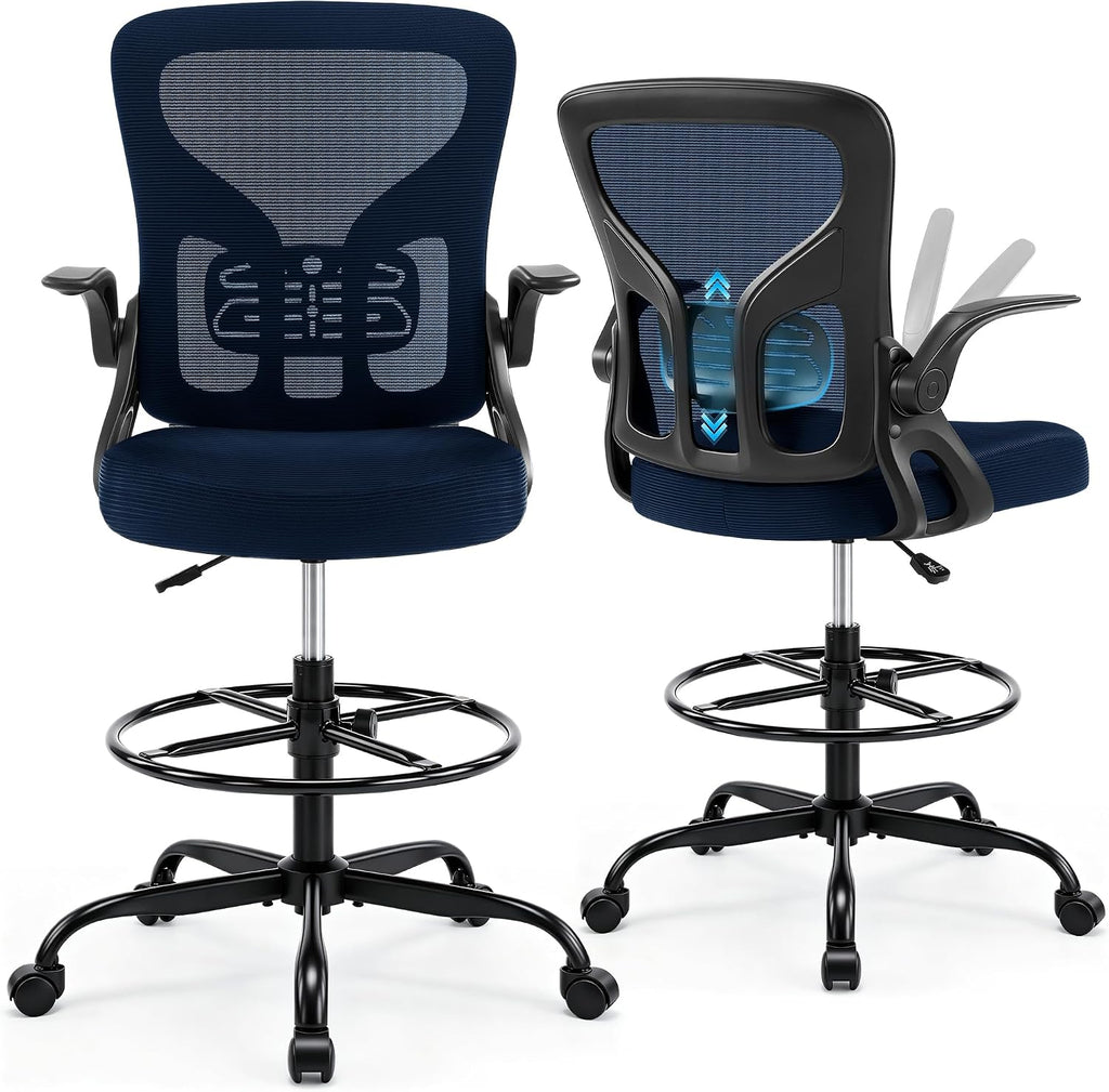 Mesh Ergonomic Drafting Chair Flip-up Armrests