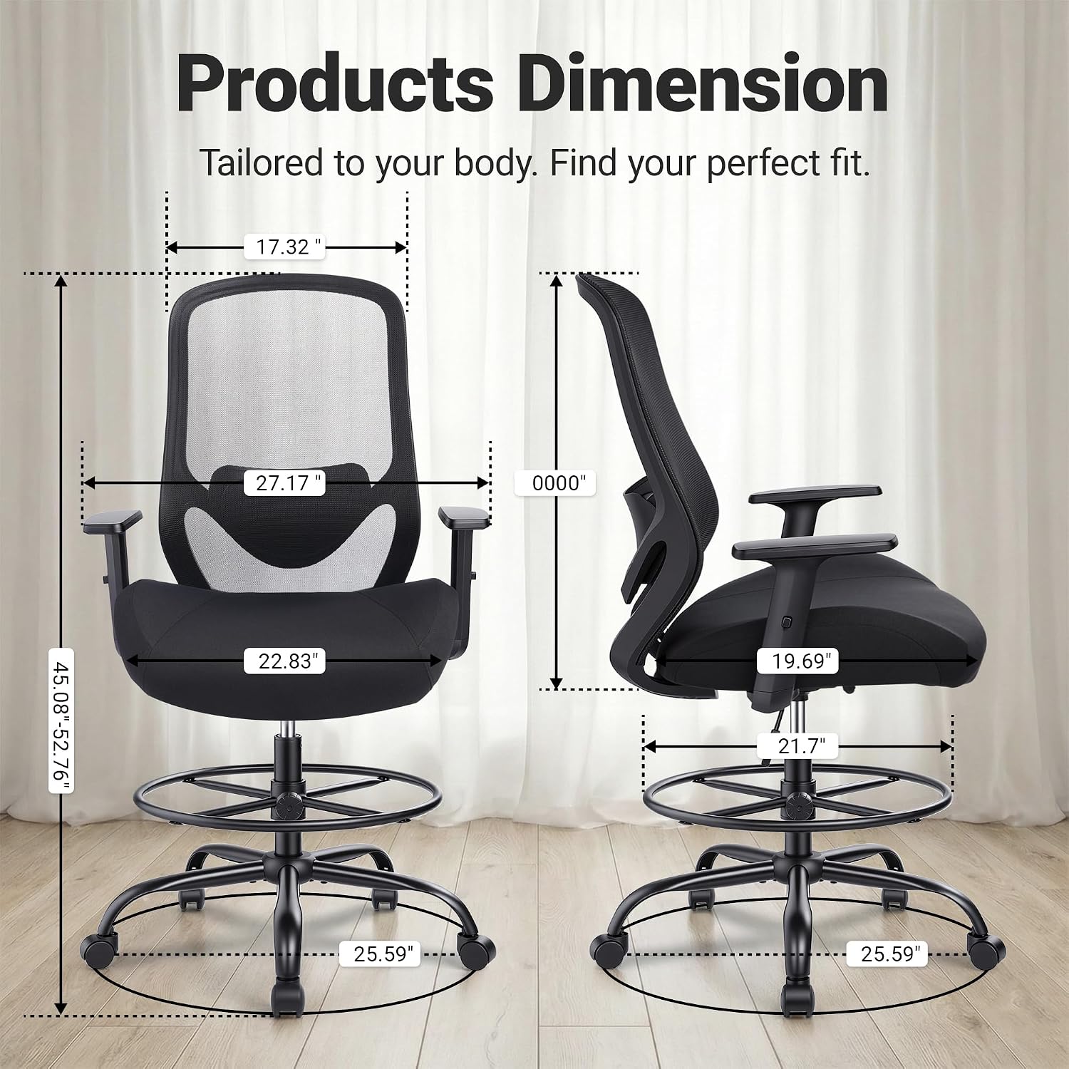 Heavy Duty Mesh Ergonomic Drafting Office Chair