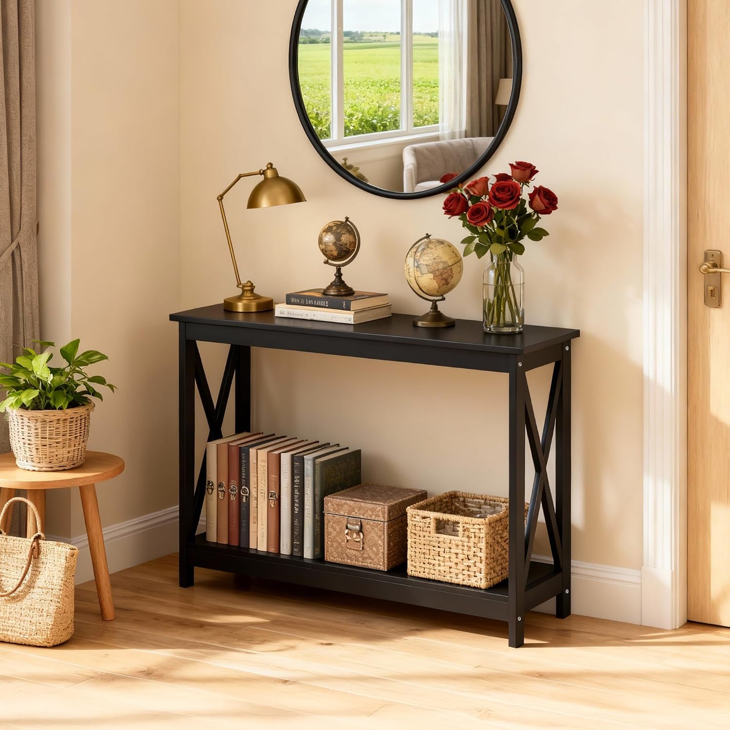 Narrow 2-Tier Storage Console Sofa Entryway Table