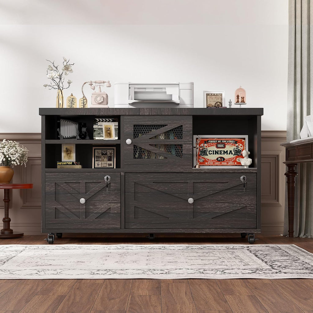 Herringbone Wheeled Lockable 2-Drawer File Cabinet