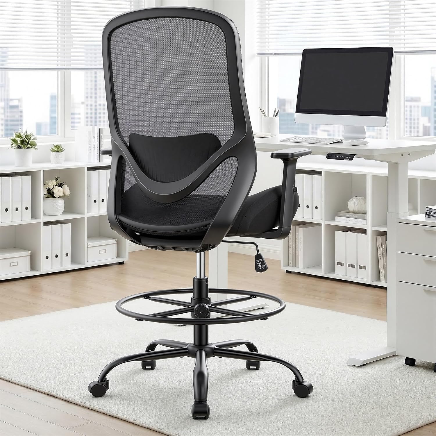 Heavy Duty Mesh Ergonomic Drafting Office Chair