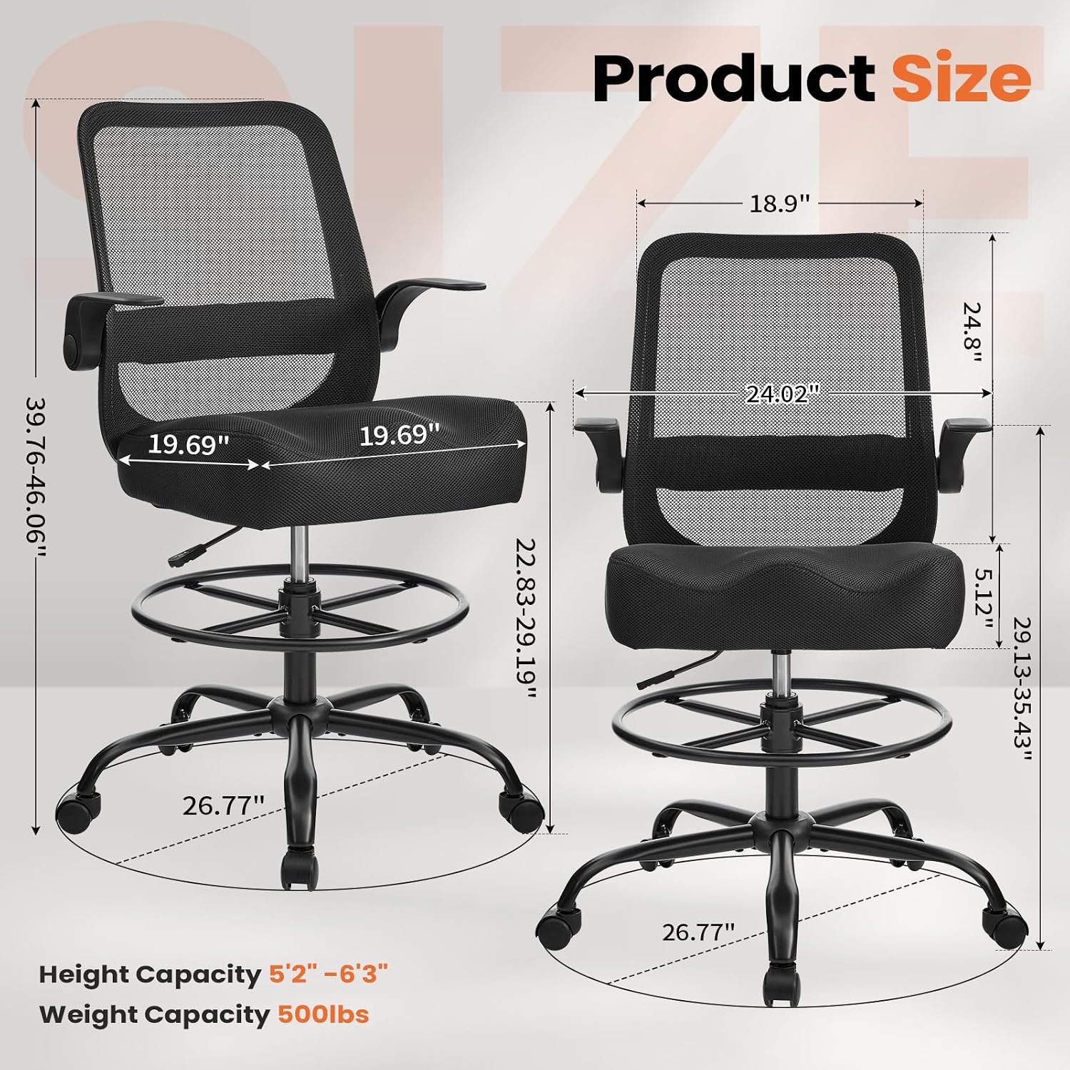 Mesh Ergonomic Heavy Duty Drafting Office Chair