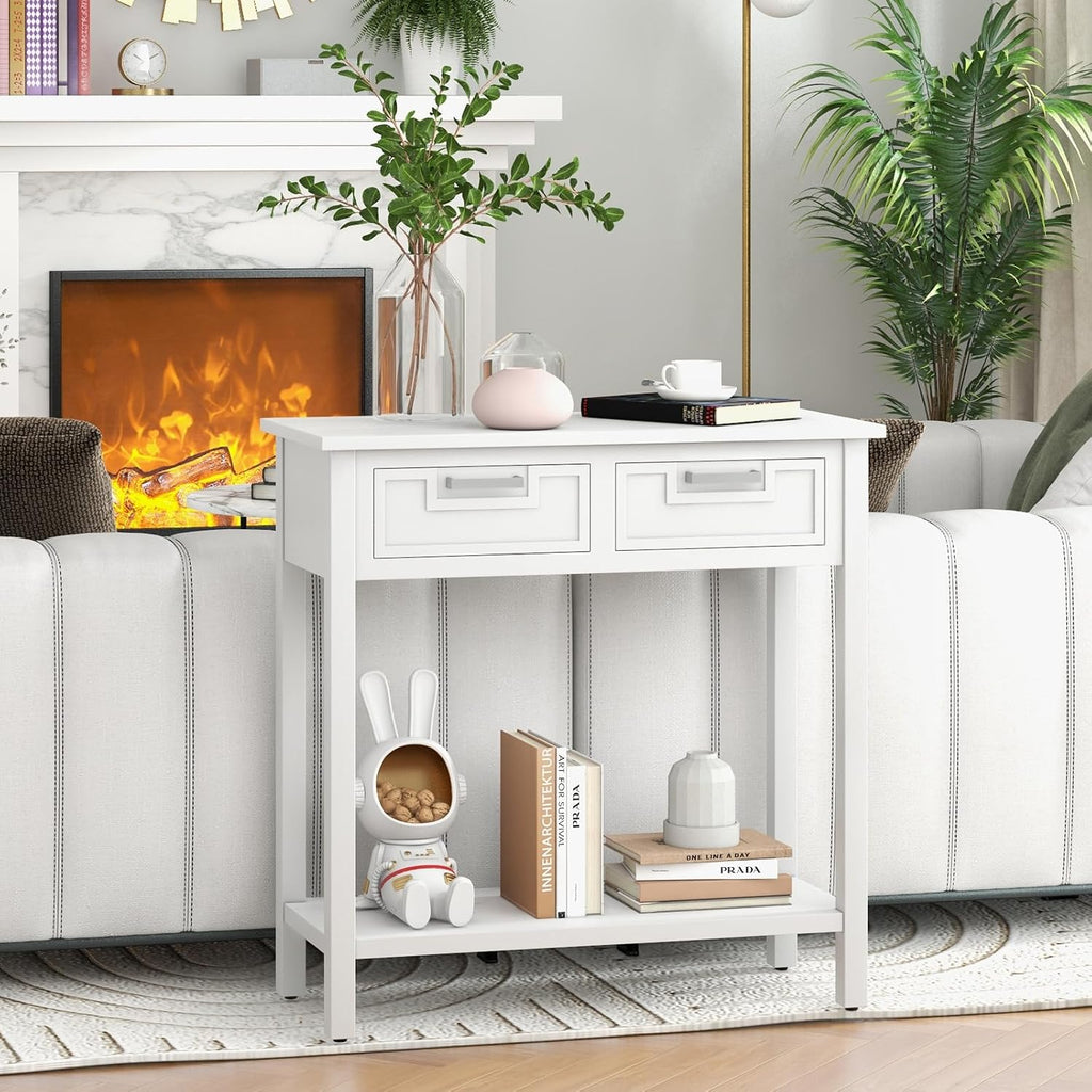 Wooden Drawer Storage Narrow Console Entryway Table
