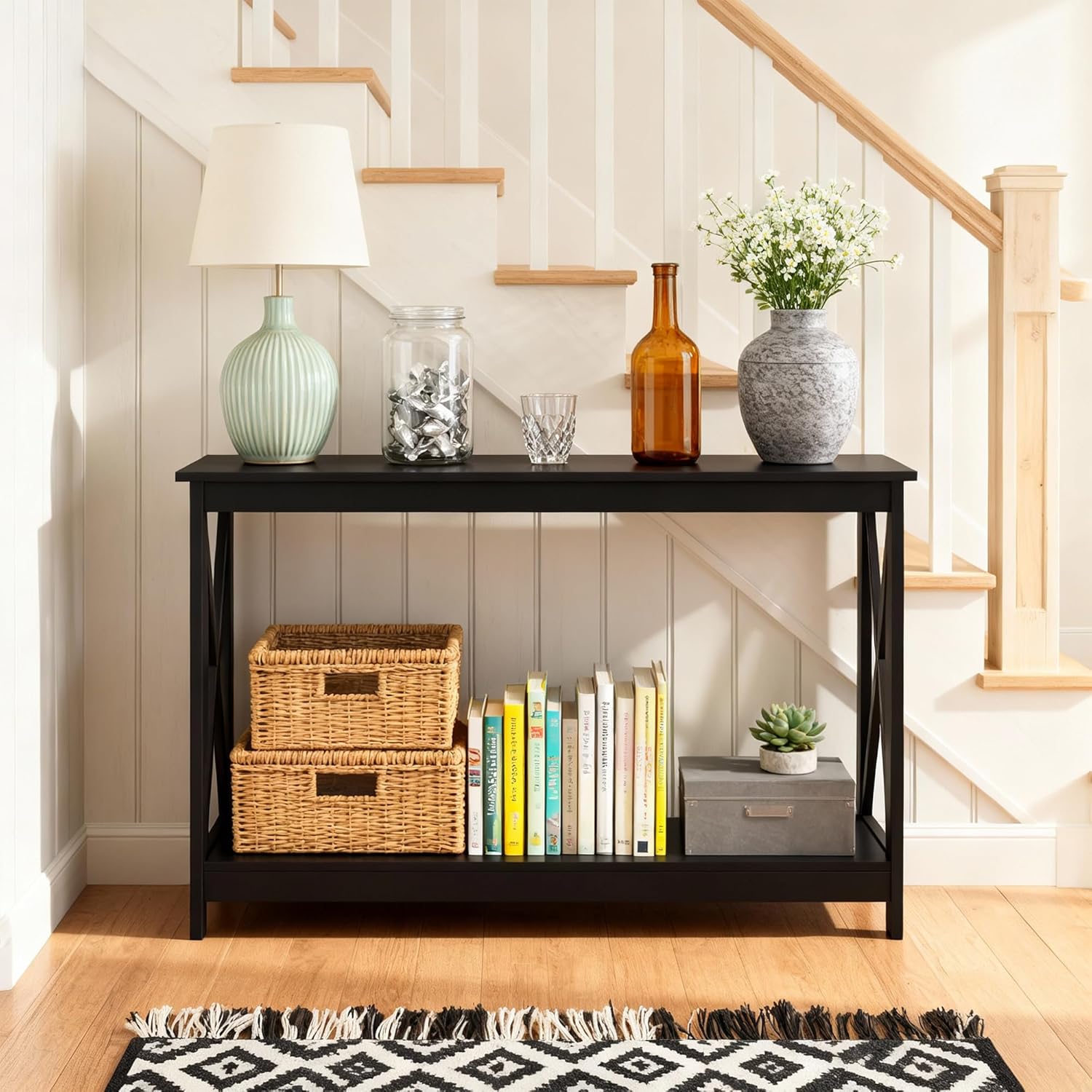 Narrow 2-Tier Storage Console Sofa Entryway Table