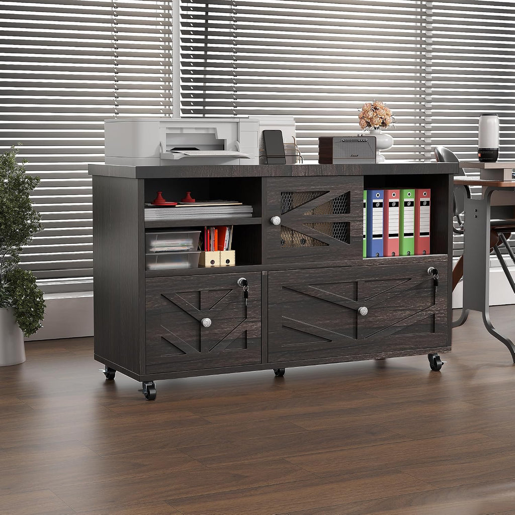 Herringbone Wheeled Lockable 2-Drawer File Cabinet
