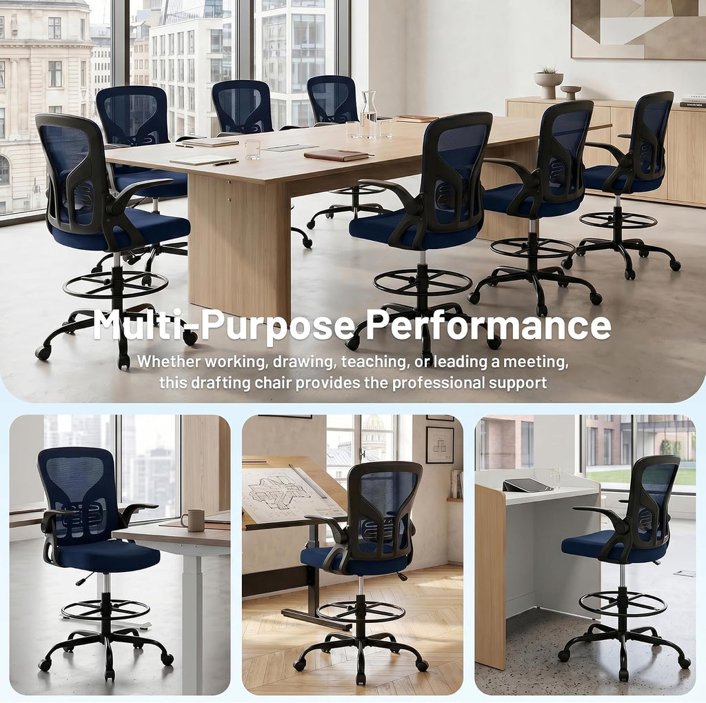 Mesh Ergonomic Drafting Chair Flip-up Armrests