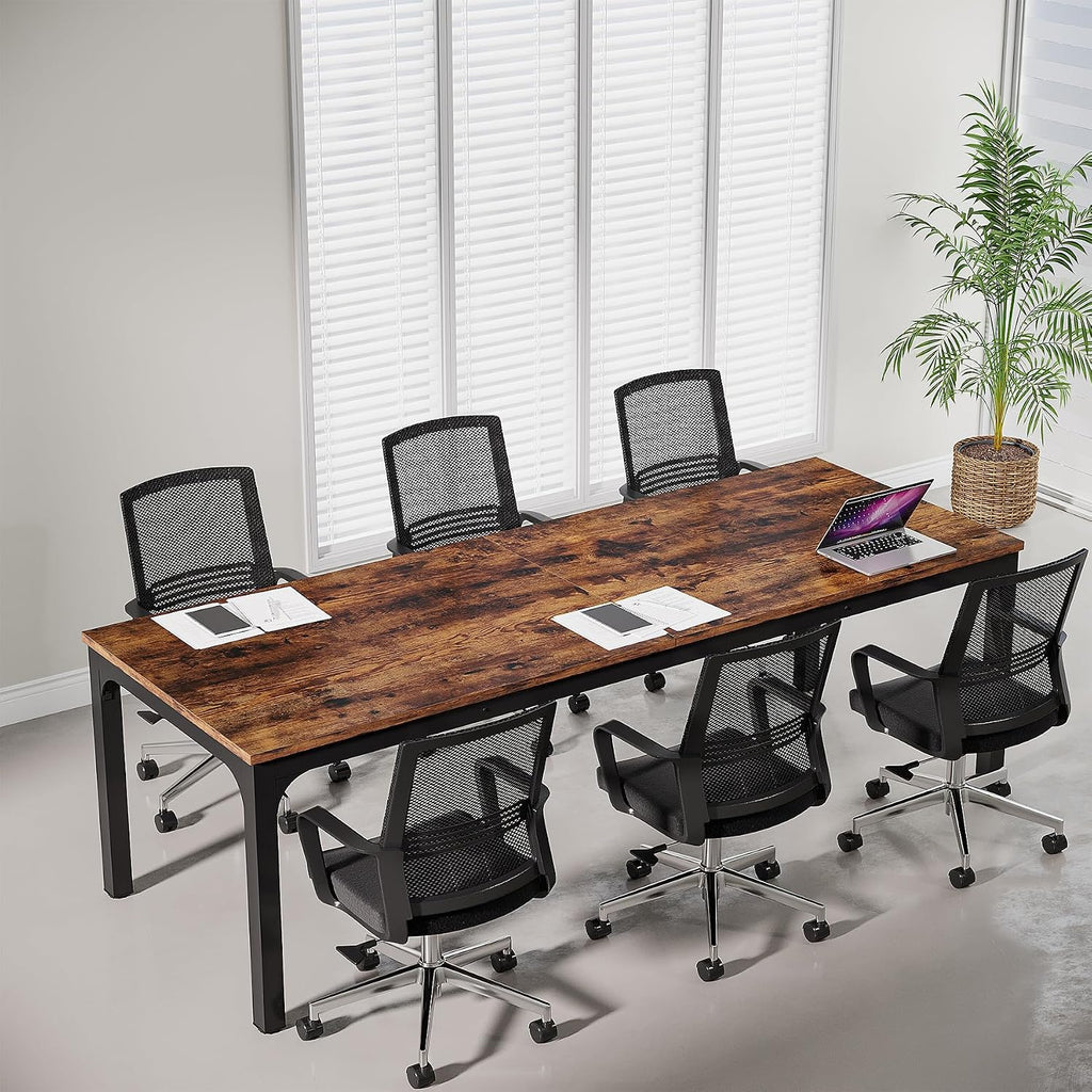 Modern Rustic Brown Large Office Conference Table