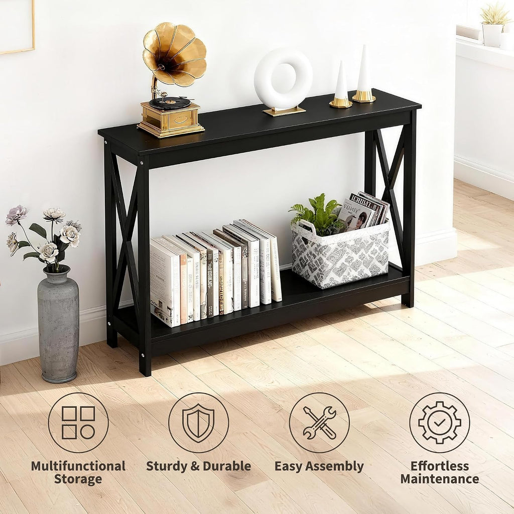Narrow 2-Tier Storage Console Sofa Entryway Table