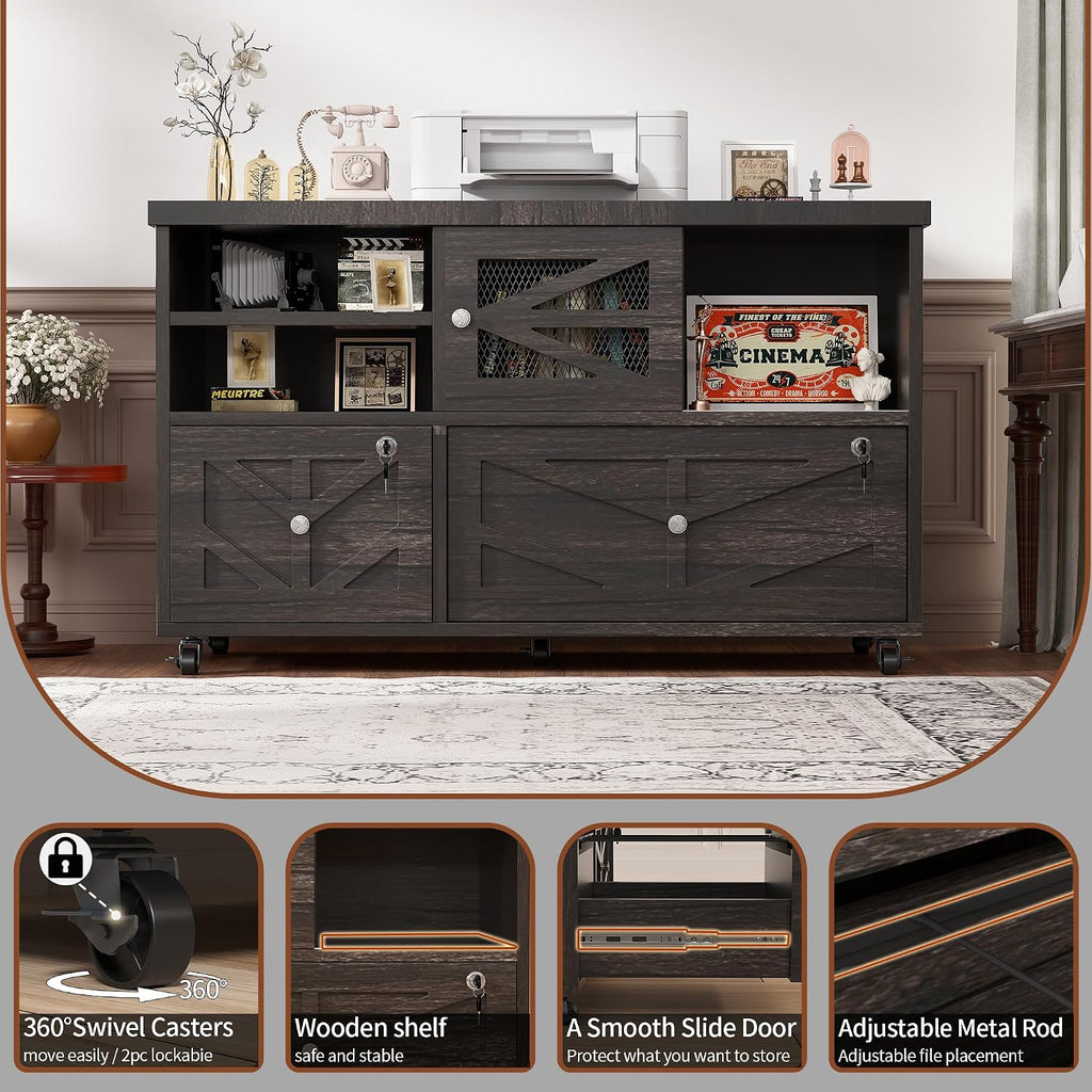 Herringbone Wheeled Lockable 2-Drawer File Cabinet