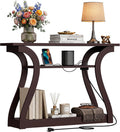 3-Tier Curved Frame Wooden Narrow Console Table