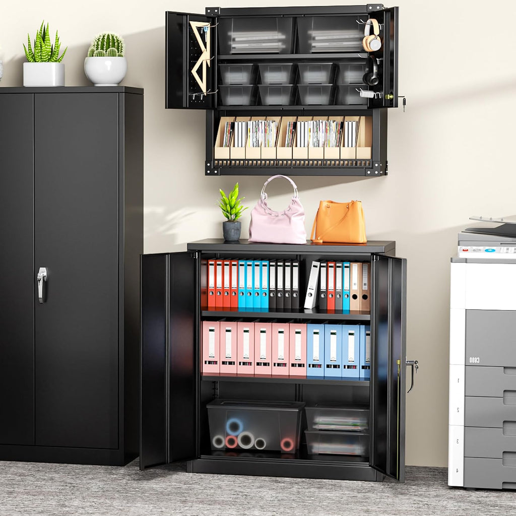 Lockable Metal Storage Cabinet Doors Shelves