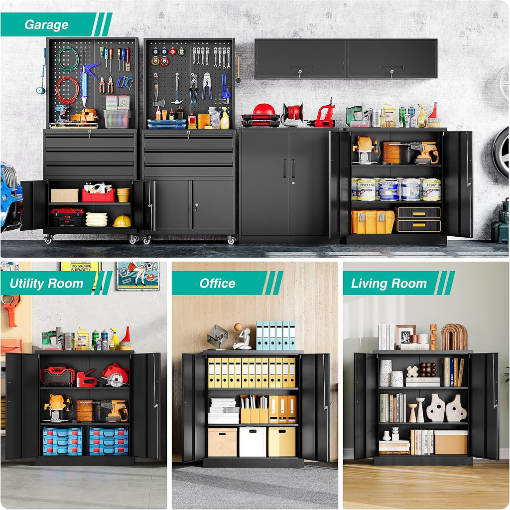 Lockable Metal Cabinet Adjustable Storage Shelves
